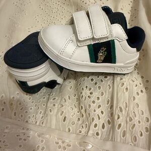 Polo by Ralph Lauren BABY White and Navy Sneakers